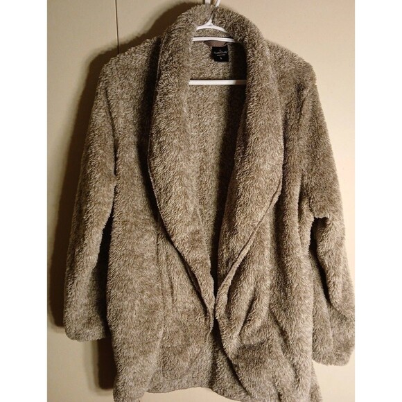 Cuddl Duds Super Soft Fuzzy Cardigan W/Pockets Light Brown Womens Large Soft - Picture 1 of 16